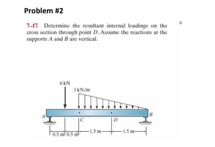 Solved Problem #2 7-17. Determine The Resultant Internal | Chegg.com