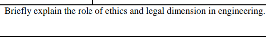 Solved Briefly explain the role of ethics and legal | Chegg.com