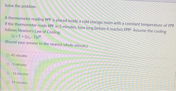 Solved Solve the problem A thermometer reading 96°F is | Chegg.com