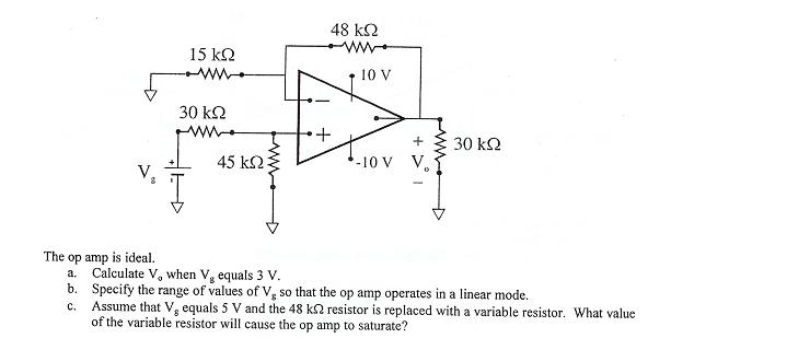 Solved The Op Amp Is Ideal Calculate V0 When Vg Equals 3 Chegg Com