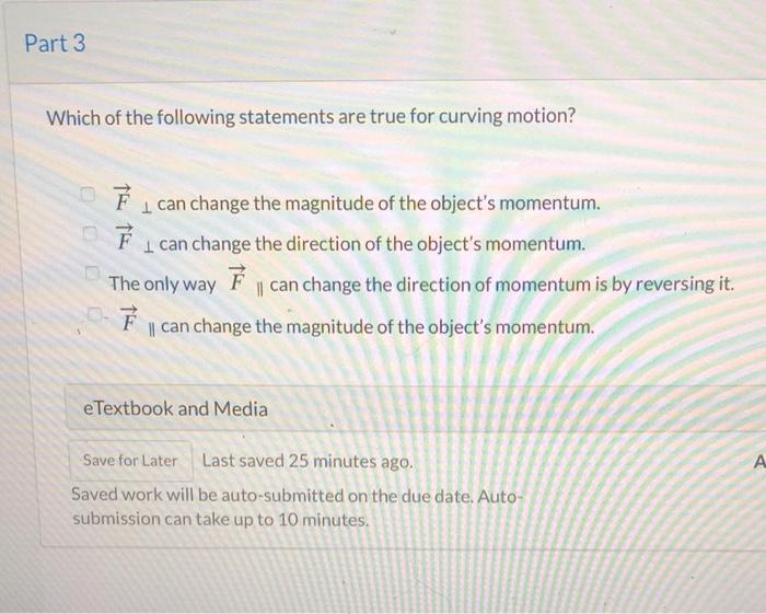 Solved An object with momentum P = (6, 10,3) kg • m/s is