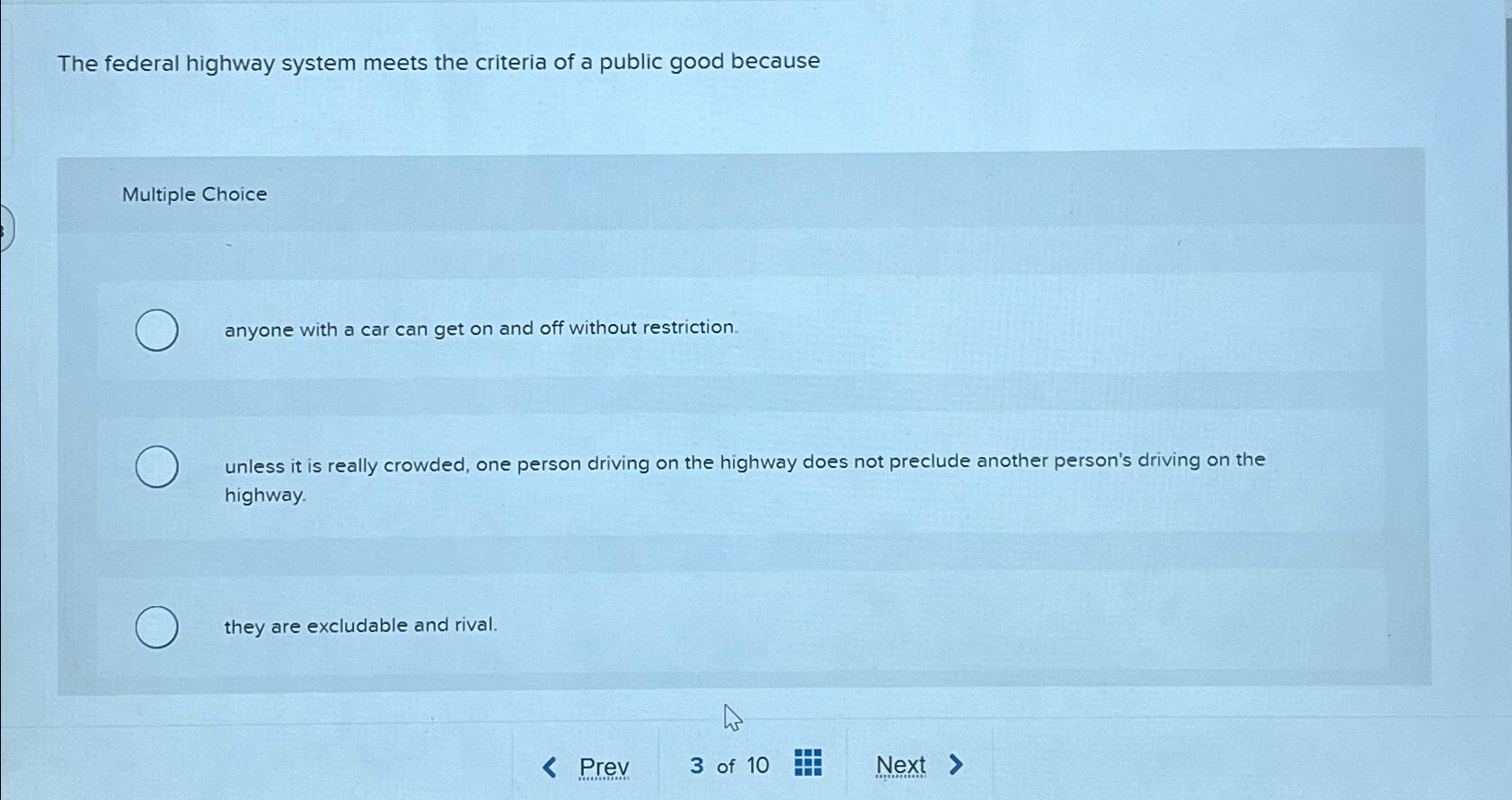 Solved The Federal Highway System Meets The Criteria Of A | Chegg.com