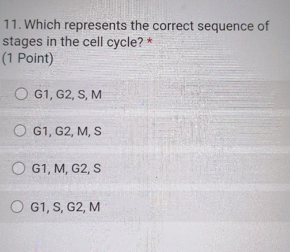 Solved 11. Which represents the correct sequence of stages | Chegg.com