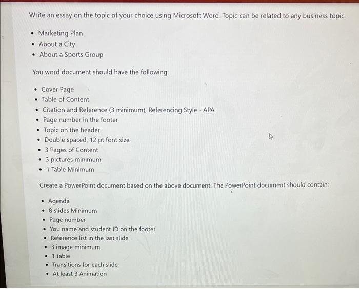 microsoft word essay topic