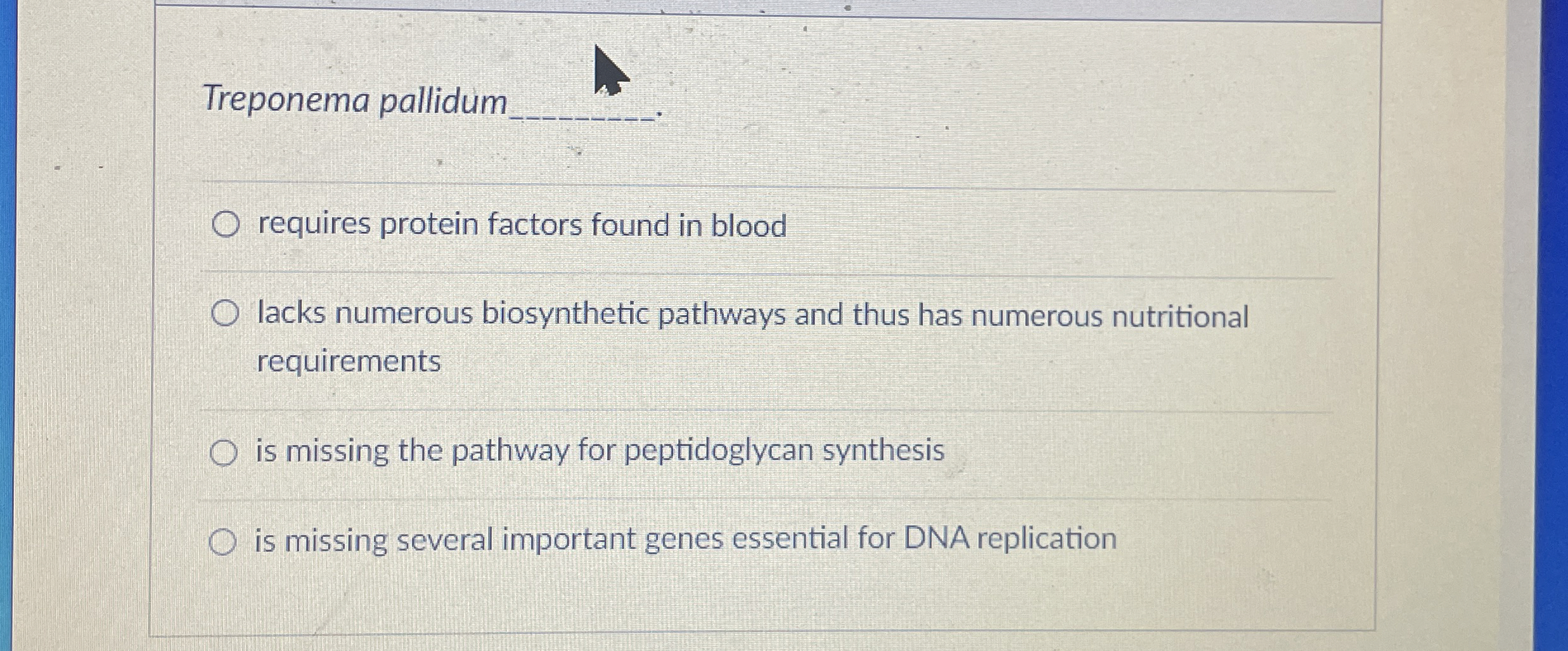 Solved Treponema Pallidum Q,requires Protein Factors Found 