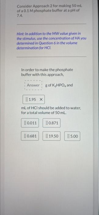 Solved You are asked to make a 50 mL of a 0.1 M phosphate | Chegg.com