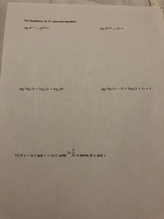 Solved For Questions 14-17, solve the equation 14) 9-1 = 272 | Chegg.com