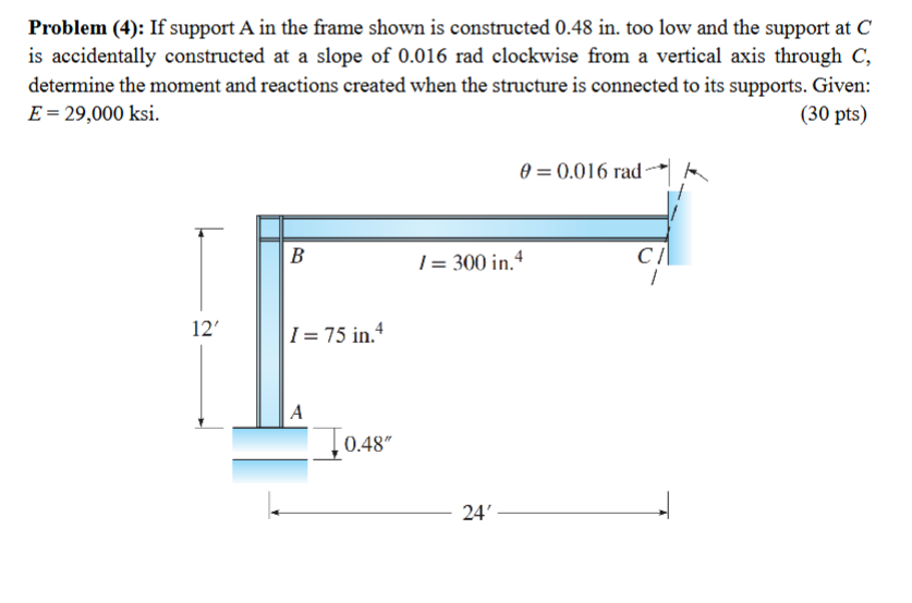 Two Support Problems Solved Problem (4): If support A in the frame shown is | Chegg.com