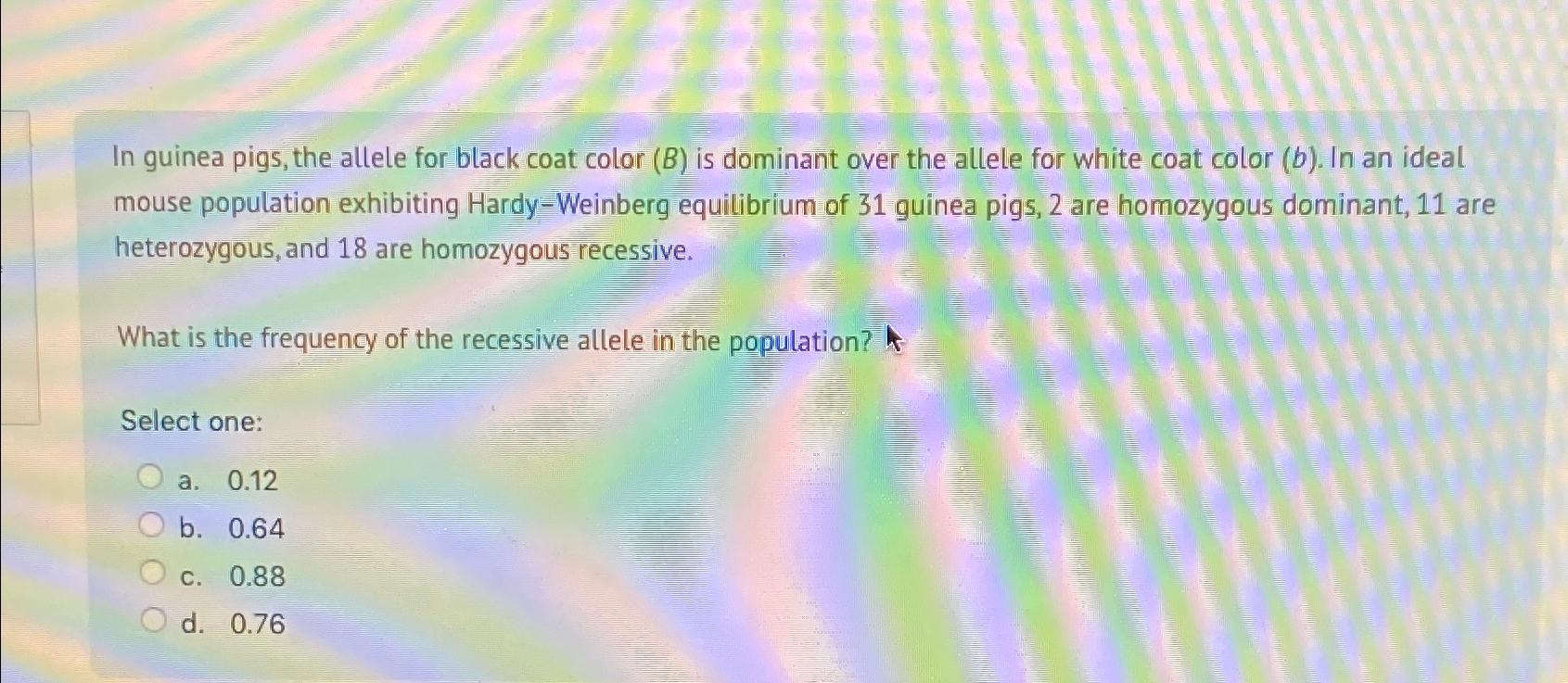 Solved In Guinea Pigs, The Allele For Black Coat Color (B) | Chegg.com