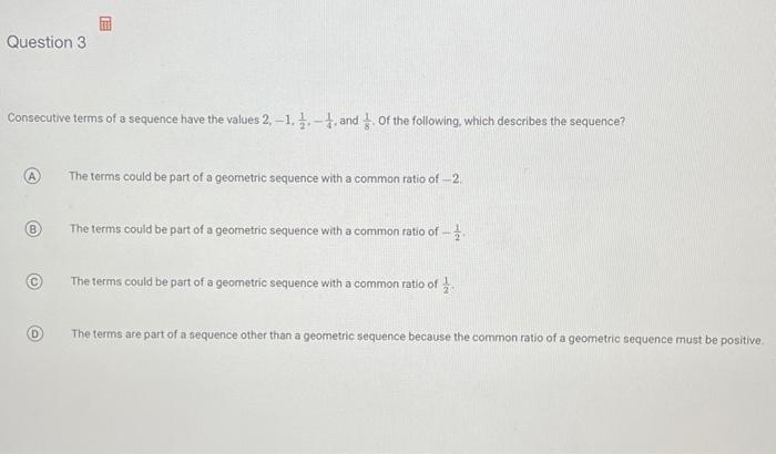 Solved Consecutive terms of a sequence have the values | Chegg.com
