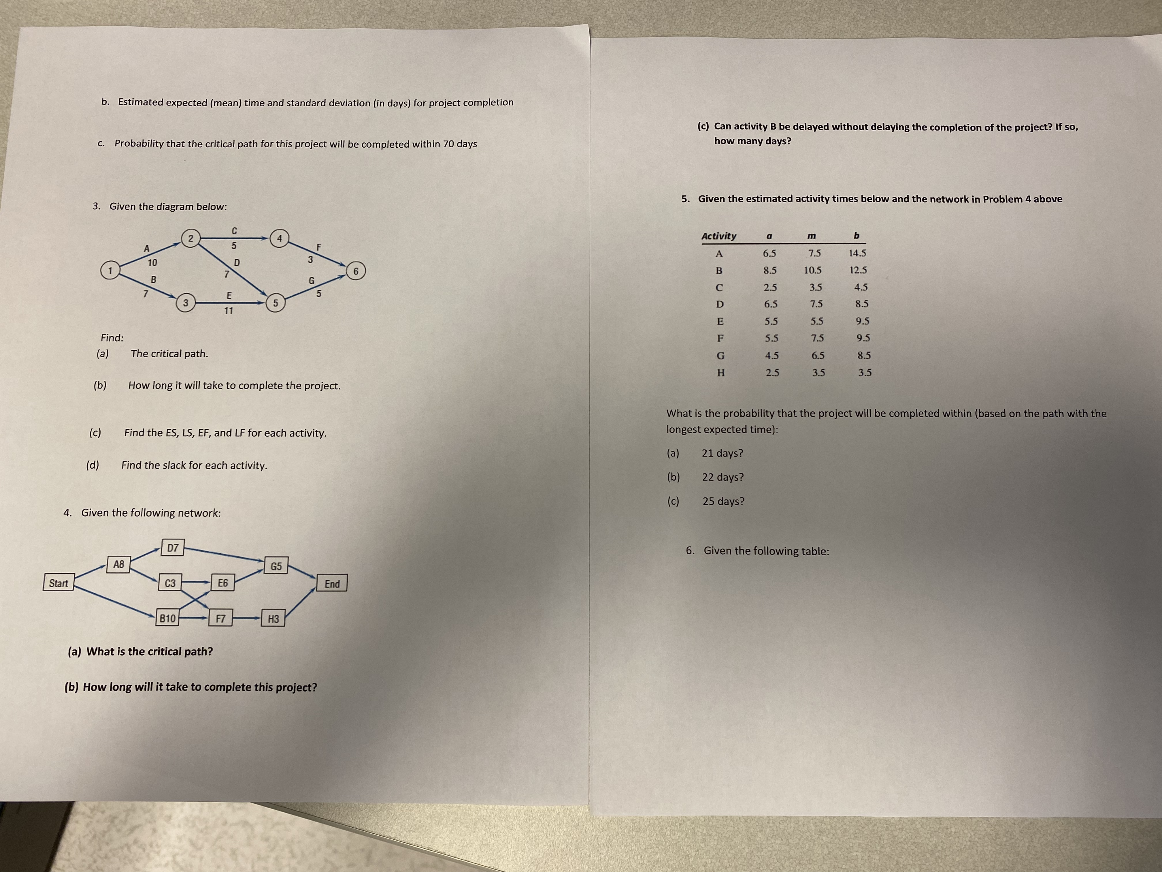 Solved Show all work for problems 4 ﻿and 5.4. ﻿Given the | Chegg.com