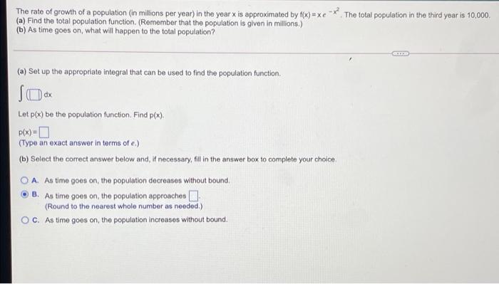 Solved The rate of growth of a population (in millions per | Chegg.com