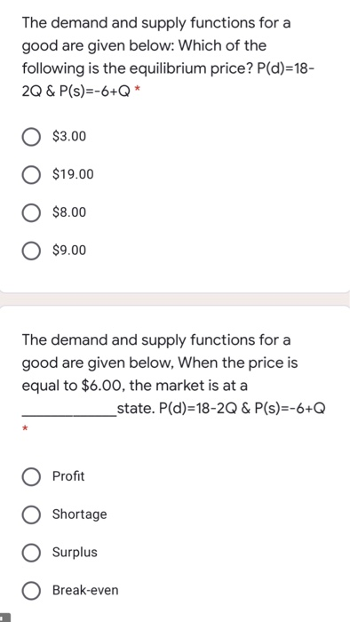Solved The demand and supply functions for a good are given | Chegg.com