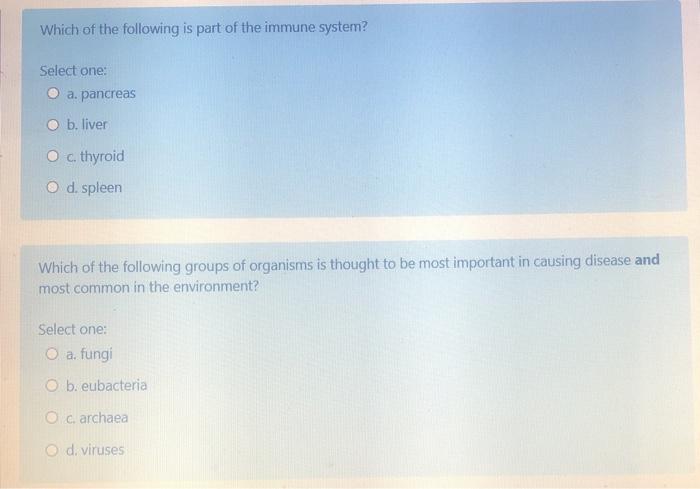 Solved Which of the following is part of the immune system? | Chegg.com