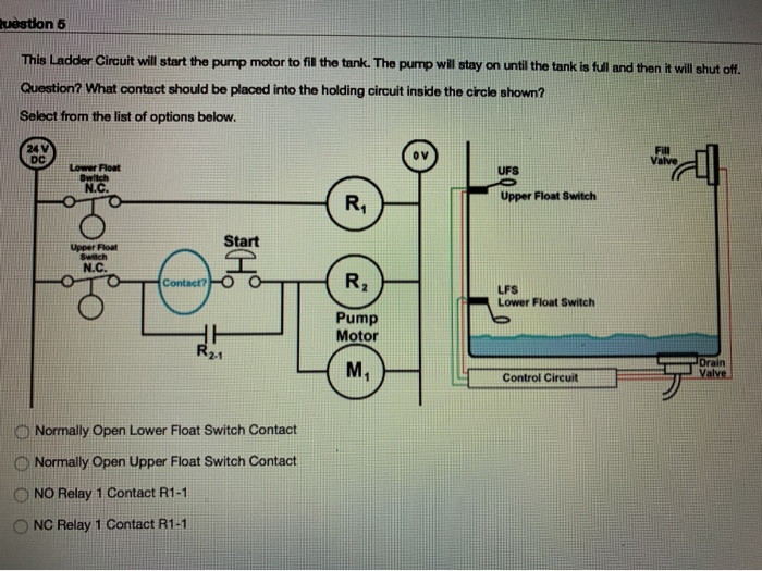 Kuestion 5 This Ladder Circuit will start the pump | Chegg.com