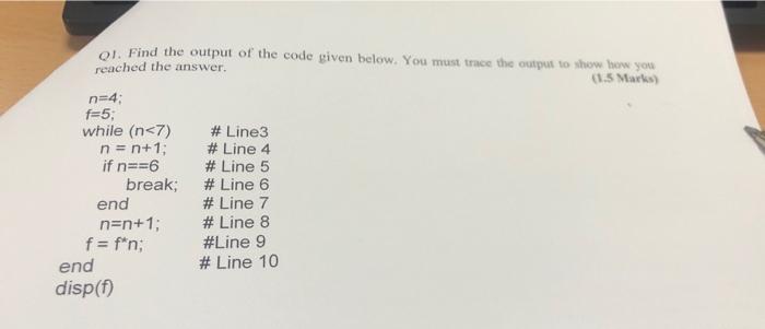 Solved Q1. Find the output of the code given below. You must | Chegg.com