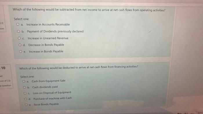 Solved on 10 out of 2.0 Which of the following would be | Chegg.com