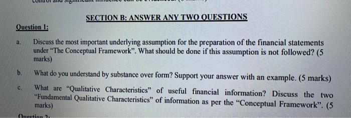 Section B Answer Any Two Questions Question 1 Chegg Com