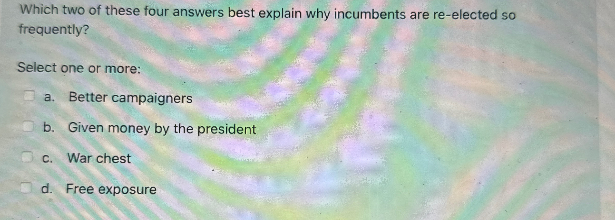 Solved Which two of these four answers best explain why | Chegg.com