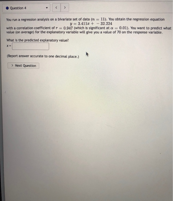 Solved Question 4 > You run a regression analysis on a | Chegg.com
