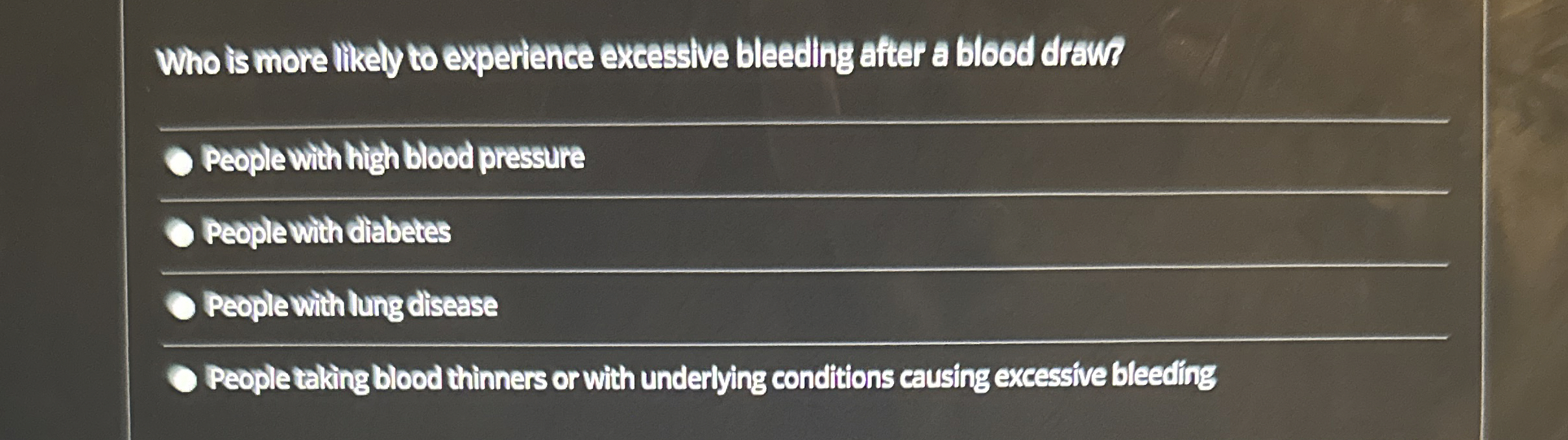 Solved Who is more llkely to experience excessive bleeding | Chegg.com