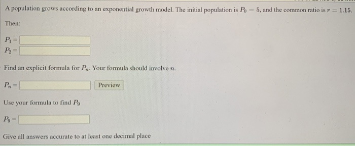 Solved A population grows according to an exponential growth | Chegg.com