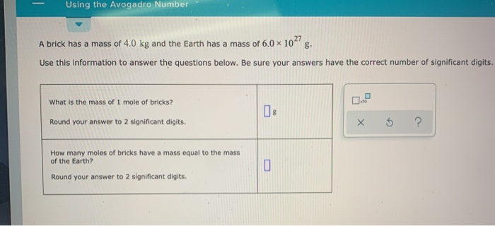 Solved - Using the Avogadro Number - A brick has a mass of | Chegg.com