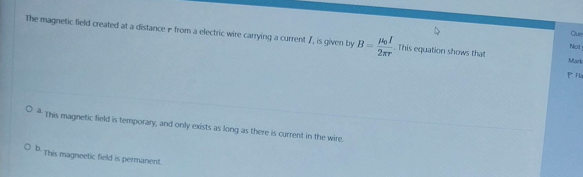 The magnetic field created at a distance r ﻿from a | Chegg.com