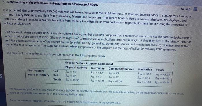Solved 4. Determining main effects and interactions in a | Chegg.com