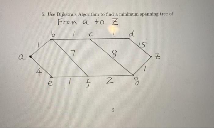 Solved 5. Use Dijkstra's Algorithm to find a minimum | Chegg.com