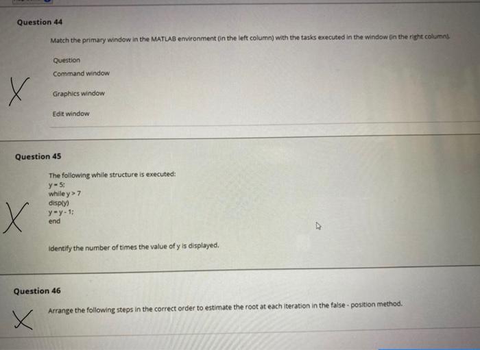 Solved Match the primary window in the MATLAB environment | Chegg.com