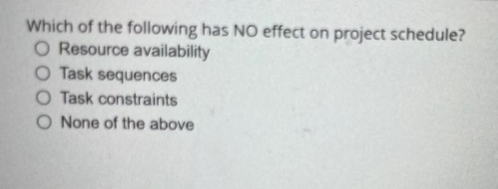 Solved Which of the following has NO effect on project | Chegg.com