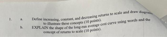1. a. Define increasing, constant, and decreasing | Chegg.com