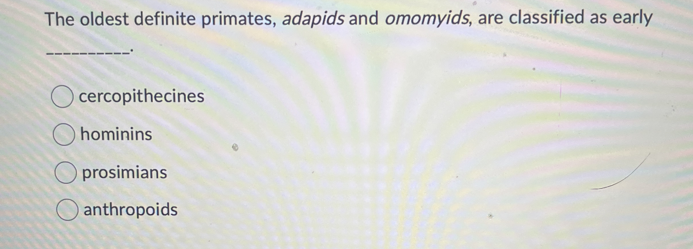 Solved The oldest definite primates, adapids and omomyids, | Chegg.com