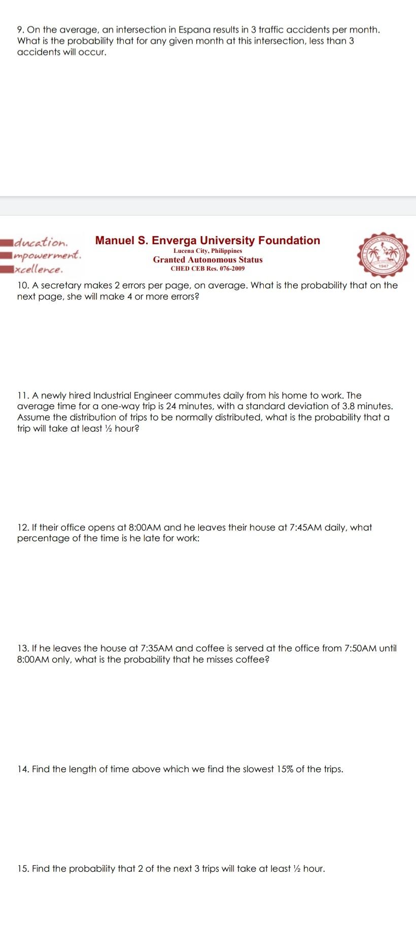 Solved I. Solve the following problems and write your | Chegg.com