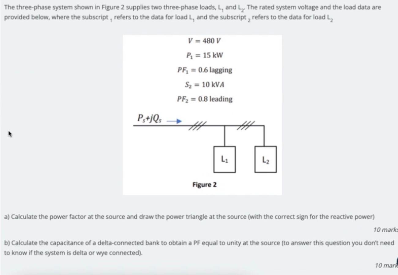 Solved The three-phase system shown in Figure 2 supplies two | Chegg.com