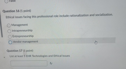 Solved Question 16 (1 ﻿point)Ethical issues facing this | Chegg.com