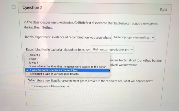 Solved Question 2 8 pts In the classic experiment with mice, | Chegg.com
