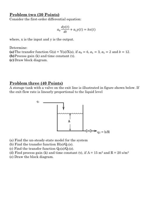 Solved Problem Two 30 Points Consider The First Order D Chegg Com