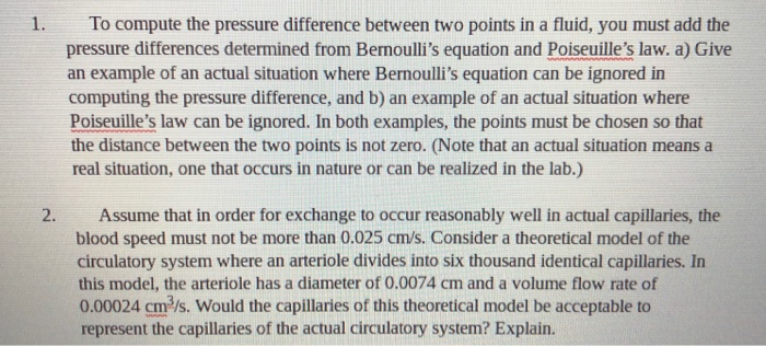 Solved 1. To compute the pressure difference between two | Chegg.com