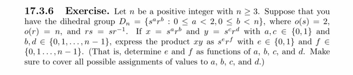 Solved 17.3.6 Exercise. Let n be a positive integer with n > | Chegg.com