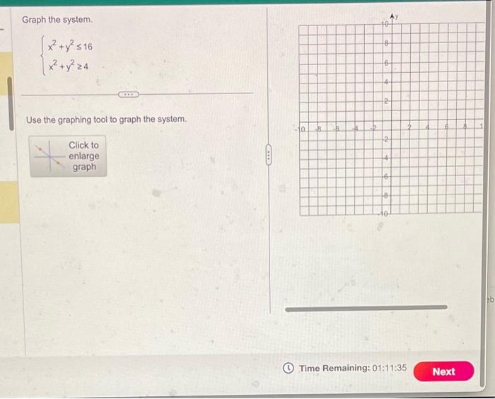 Solved Graph the system. {x2+y2≤16x2+y2≥4 Use the graphing | Chegg.com