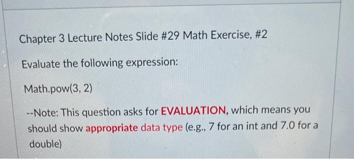 Solved Chapter 3 Lecture Notes Slide \#29 Math Exercise, \#2 | Chegg.com
