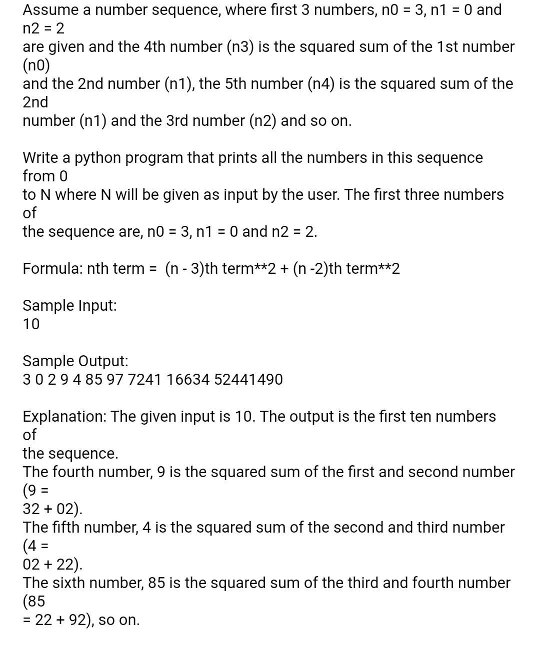 Solved = = Assume a number sequence, where first 3 numbers, | Chegg.com