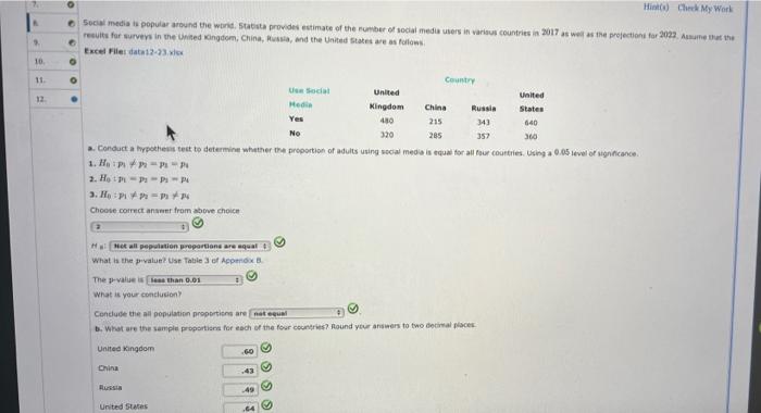 Solved Hint) CheckMy Work Social media is popular around the | Chegg.com