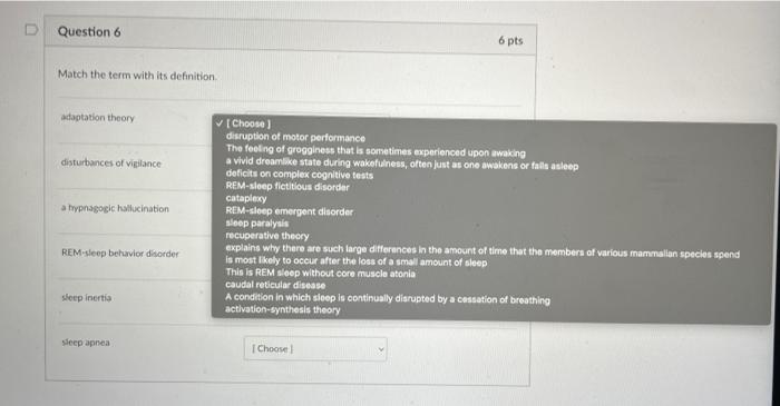 Solved D Question 6 6 Pts Match The Term With Its Definition 5713