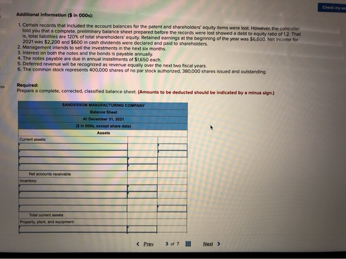 Solved The following balance sheet for the
