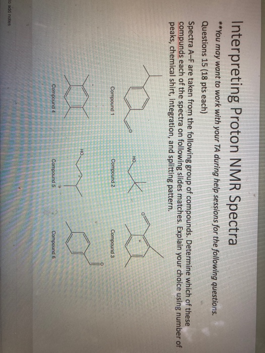 Solved Interpreting Proton Nmr Spectra You May Want To Chegg Com