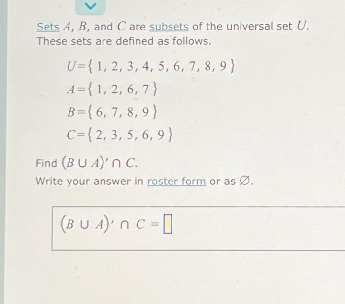 Solved Sets A, B, And C Are Subsets Of The Universal Set U. | Chegg.com