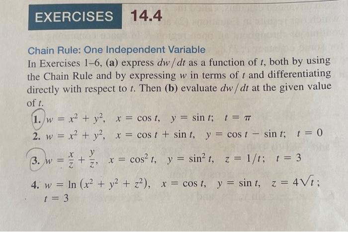 Solved Chain Rule: One Independent Variable In Exercises | Chegg.com